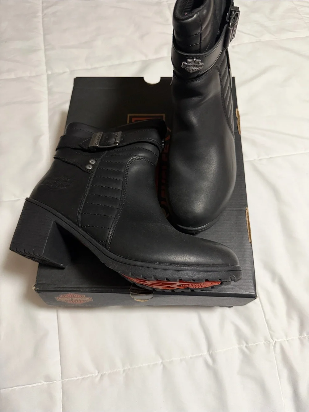 Harley-Davidson Women's Black Leather Buckle Ankle Booties